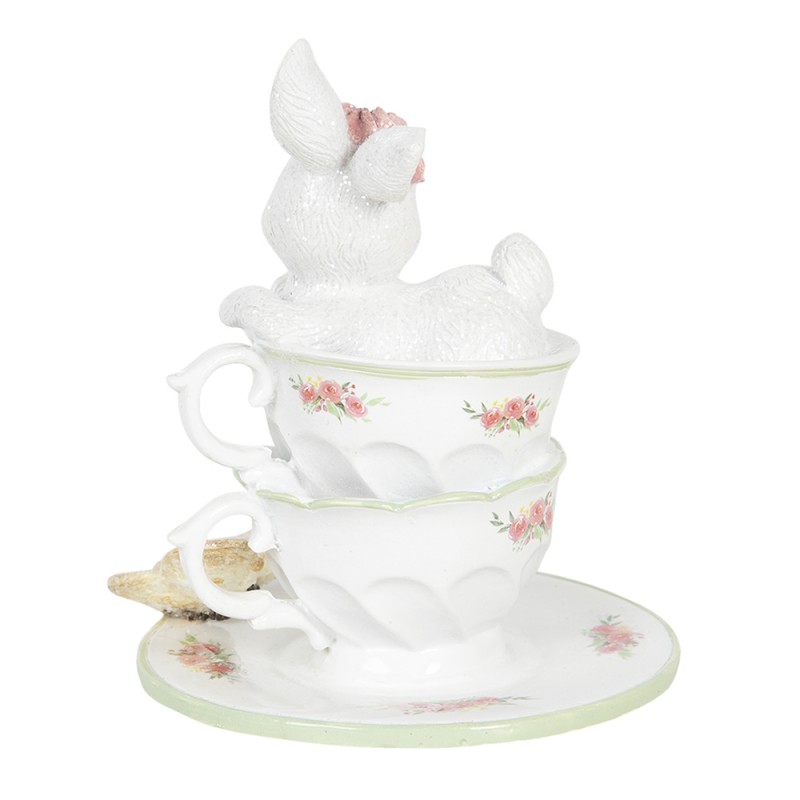 Statua in resina decorativa coniglietto in tazza - 12x12x15 cm - Clayre & eef - Foto 3